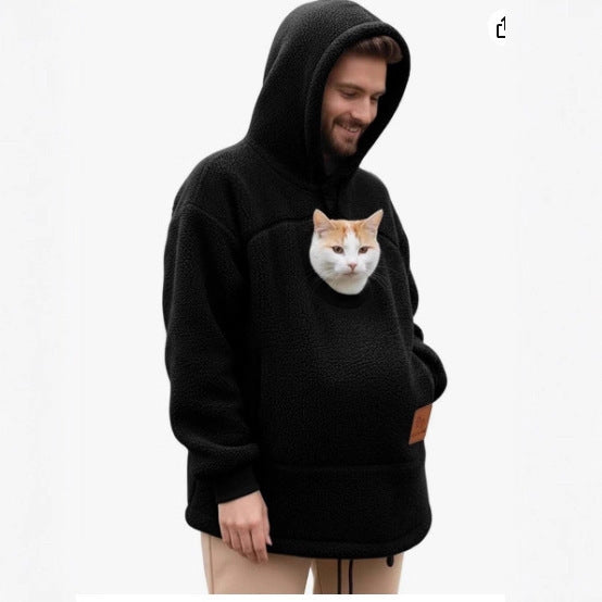 2026 Amazon New European and American Autumn/Winter Cross-Border Solid Color Hooded Plush Pet Coat Loose Pullover Warm Sweatshirt