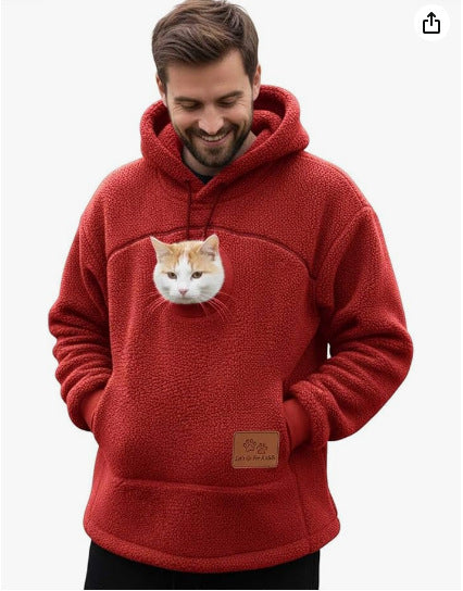2026 Amazon New European and American Autumn/Winter Cross-Border Solid Color Hooded Plush Pet Coat Loose Pullover Warm Sweatshirt