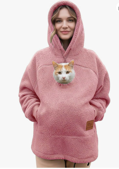 2026 Amazon New European and American Autumn/Winter Cross-Border Solid Color Hooded Plush Pet Coat Loose Pullover Warm Sweatshirt