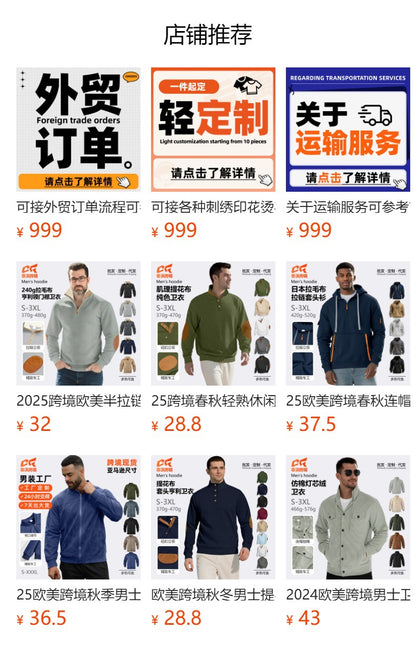 European and American Tk Cross-Border Casual Sports Sweatshirt Amazon Jacquard Small Checkered Stand-Up Collar Half-Zip Waffle Knit Top for Men