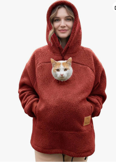 2026 Amazon New European and American Autumn/Winter Cross-Border Solid Color Hooded Plush Pet Coat Loose Pullover Warm Sweatshirt