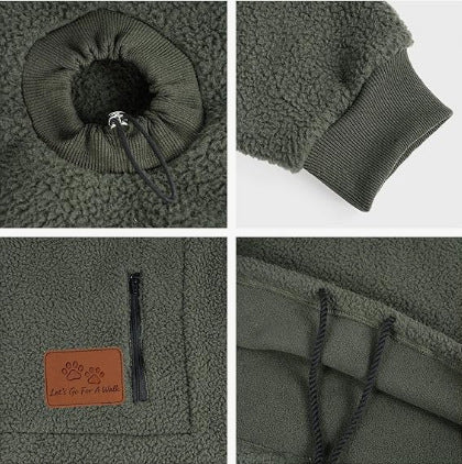 2026 Amazon New European and American Autumn/Winter Cross-Border Solid Color Hooded Plush Pet Coat Loose Pullover Warm Sweatshirt