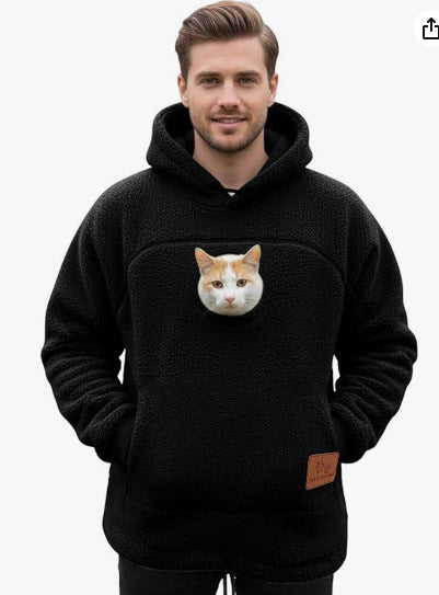 2026 Amazon New European and American Autumn/Winter Cross-Border Solid Color Hooded Plush Pet Coat Loose Pullover Warm Sweatshirt