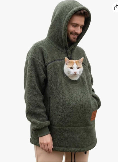2026 Amazon New European and American Autumn/Winter Cross-Border Solid Color Hooded Plush Pet Coat Loose Pullover Warm Sweatshirt