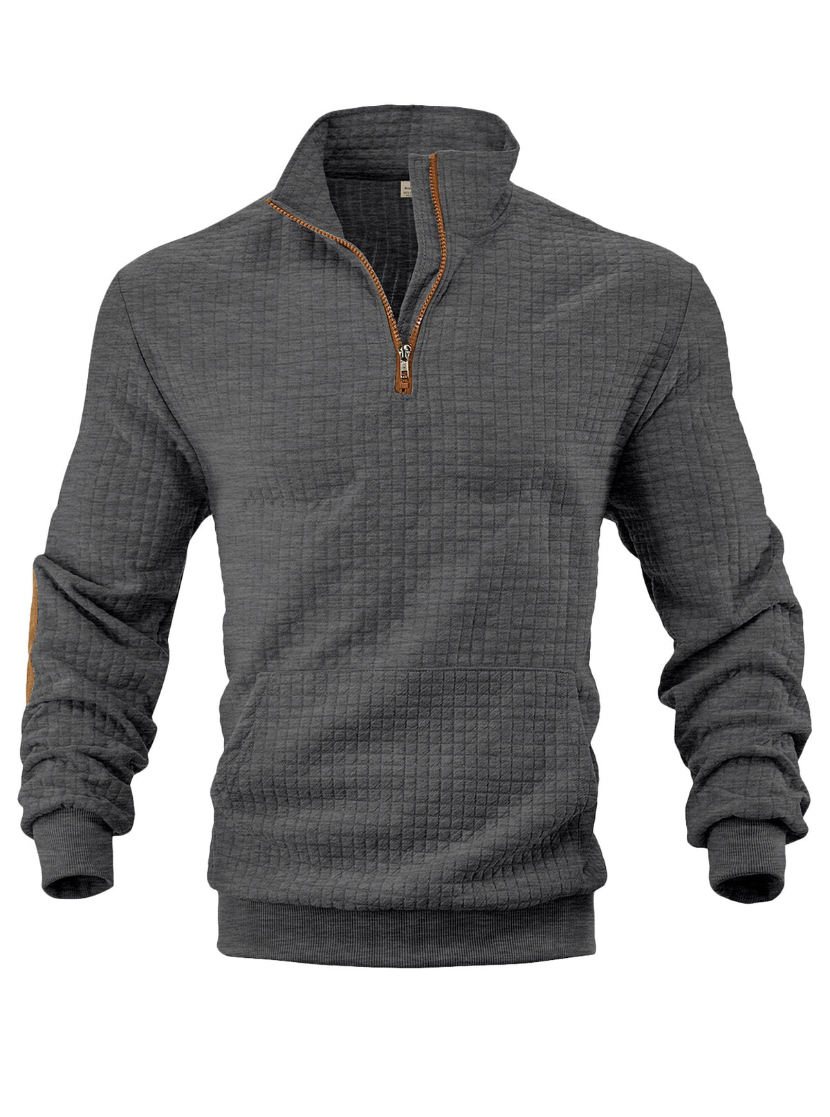 European and American Tk Cross-Border Casual Sports Sweatshirt Amazon Jacquard Small Checkered Stand-Up Collar Half-Zip Waffle Knit Top for Men