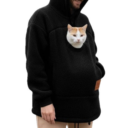 2026 Amazon New European and American Autumn/Winter Cross-Border Solid Color Hooded Plush Pet Coat Loose Pullover Warm Sweatshirt