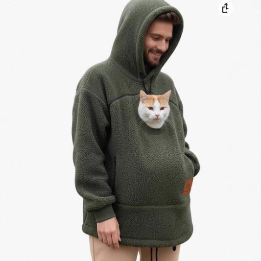 2026 Amazon New European and American Autumn/Winter Cross-Border Solid Color Hooded Plush Pet Coat Loose Pullover Warm Sweatshirt