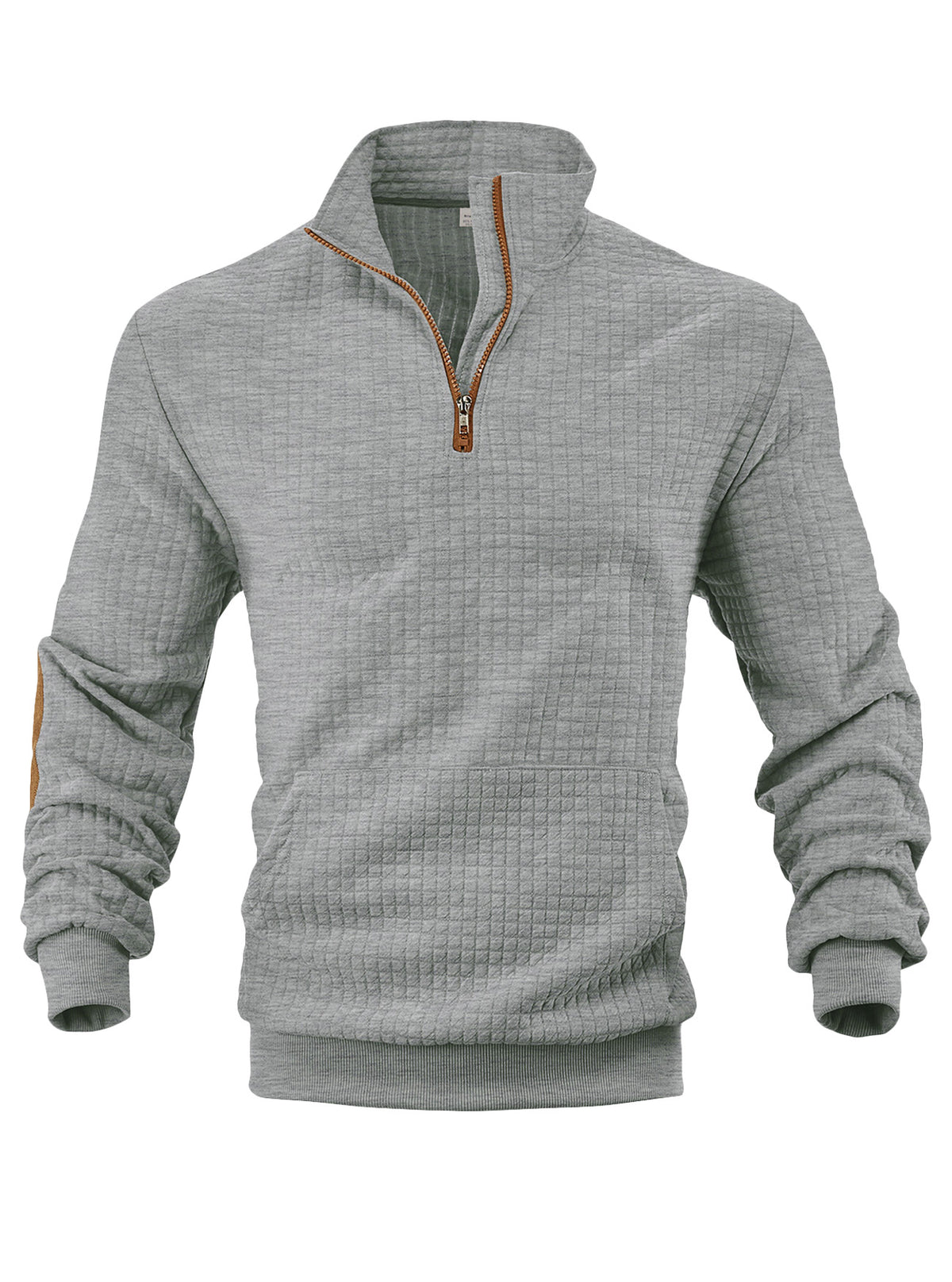 European and American Tk Cross-Border Casual Sports Sweatshirt Amazon Jacquard Small Checkered Stand-Up Collar Half-Zip Waffle Knit Top for Men