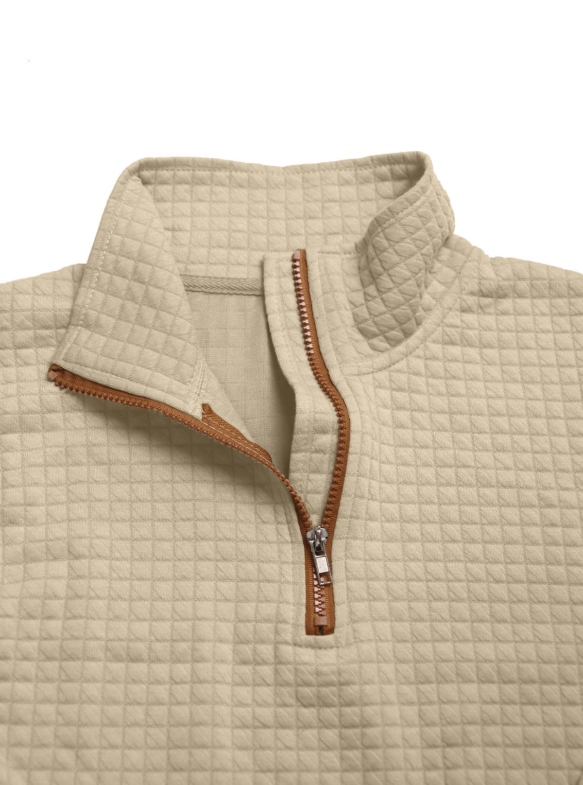 European and American Tk Cross-Border Casual Sports Sweatshirt Amazon Jacquard Small Checkered Stand-Up Collar Half-Zip Waffle Knit Top for Men