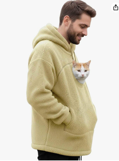 2026 Amazon New European and American Autumn/Winter Cross-Border Solid Color Hooded Plush Pet Coat Loose Pullover Warm Sweatshirt